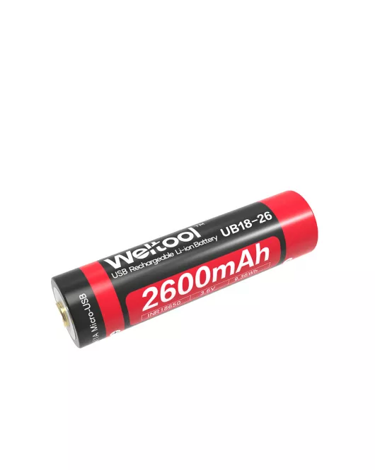 Weltool UB18-26 (18650) 2600mAh USB Rechargeable Li-ion Battery Button Top