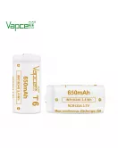 Vapcell 16340 T6 650mah 6A Rechargeable Button Top INR Battery