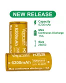 Vapcell 26650 6200mAh 15A K62 Rechargeable Flat Top Battery
